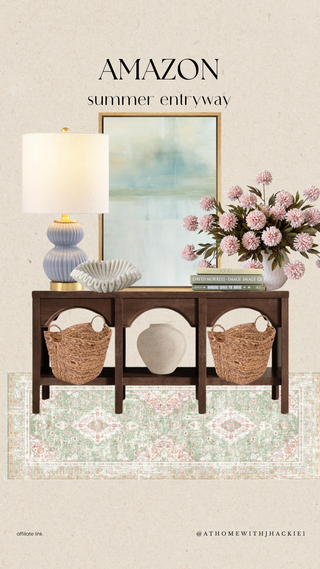 Amazon summer entryway, summer entryway decor, entryway styling ideas, amazon entryway decor, pastel home decor, floral entryway styling, console table decor, summer home refresh, entryway inspiration, vintage style rugs, faux florals, neutral entryway decor, organic modern entryway, summer decorating ideas, pastel rug decor, woven baskets decor, blue lamp decor, entryway console styling, cottage inspired decor, welcoming home decor, amazon home finds

#LTKHome
