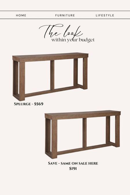Wooden console table brown. Splurge or save designer look for less 

#LTKhome #LTKsalealert