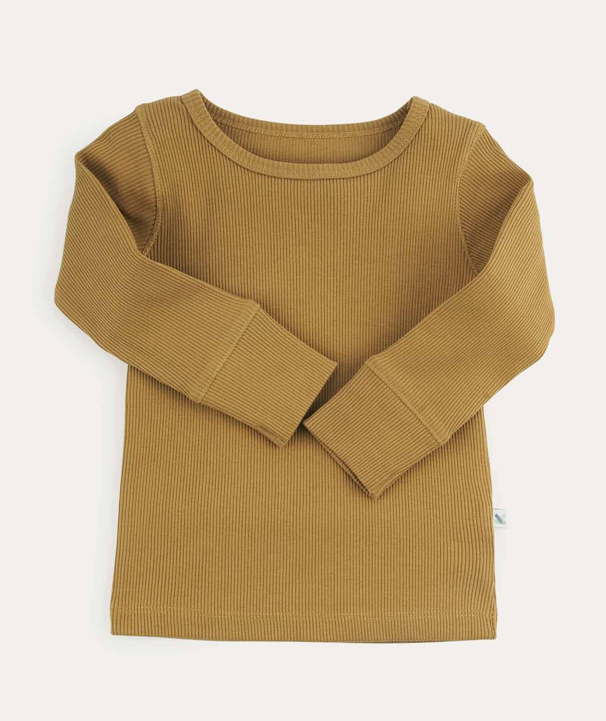 Organic Ribbed Tee - Cumin | KIDLY