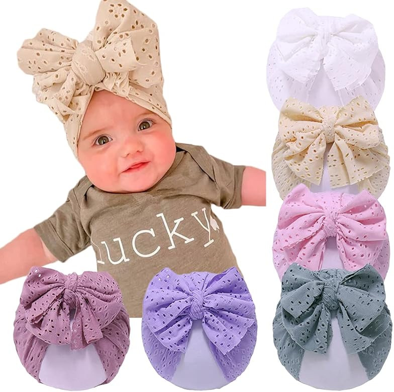 DANMY Baby Turban,Little Girl Hat with Bow Hat Toddlers Soft Turban Knotting Hats Cap | Amazon (US)