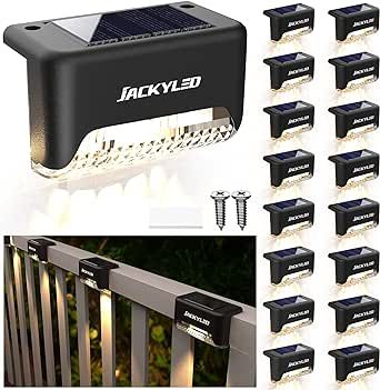 JACKYLED 16 Pack, Step Lights Waterproof LED Solar Power Outdoor Fence Light for Deck Stair Raili... | Amazon (US)