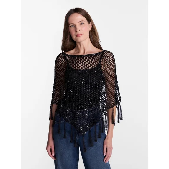 Madden NYC Women's Sequin Poncho, Sizes XS-XXL | Walmart (US)