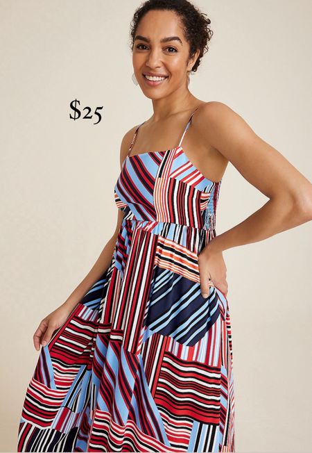 $25 Maurices Americana Striped Midi Dress / Memorial Day Outfit / red white and blue outfit/ 4th of July / Labor Day outfit 

#LTKSaleAlert #LTKFindsUnder50 #LTKOver40