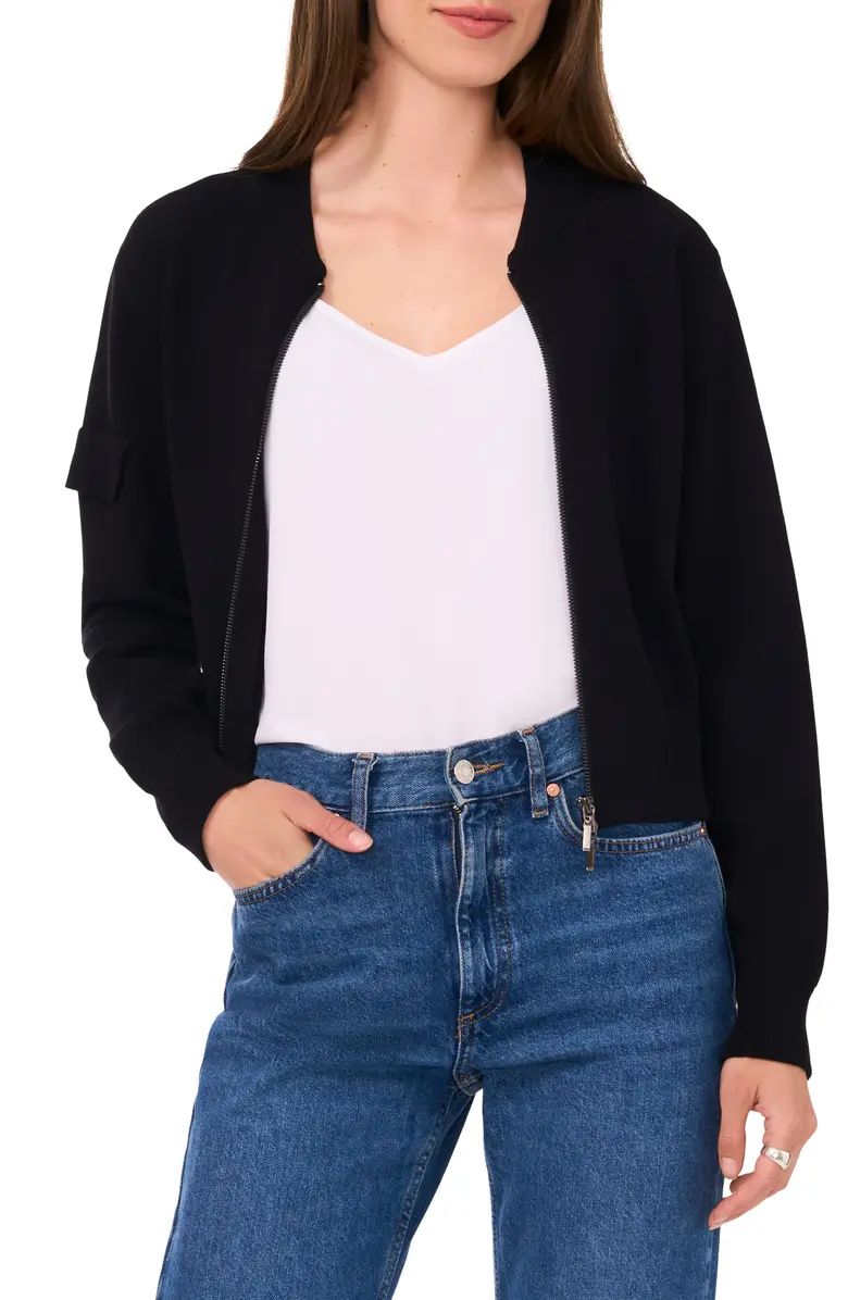 Cargo Zip Front Milano Stitch Bomber Cardigan | Nordstrom