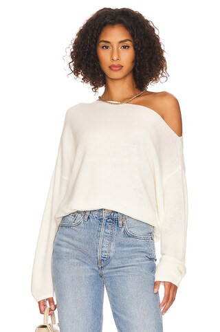 Line & Dot Natalie One Shoulder Sweater in Ivory from Revolve.com | Revolve Clothing (Global)