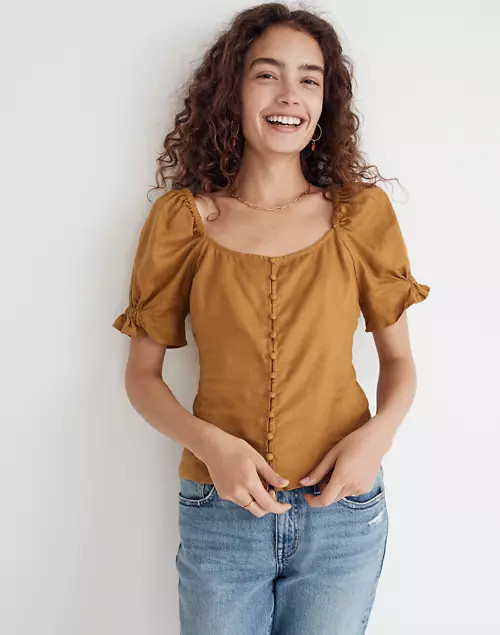Button-Front Smocked-Back Top | Madewell