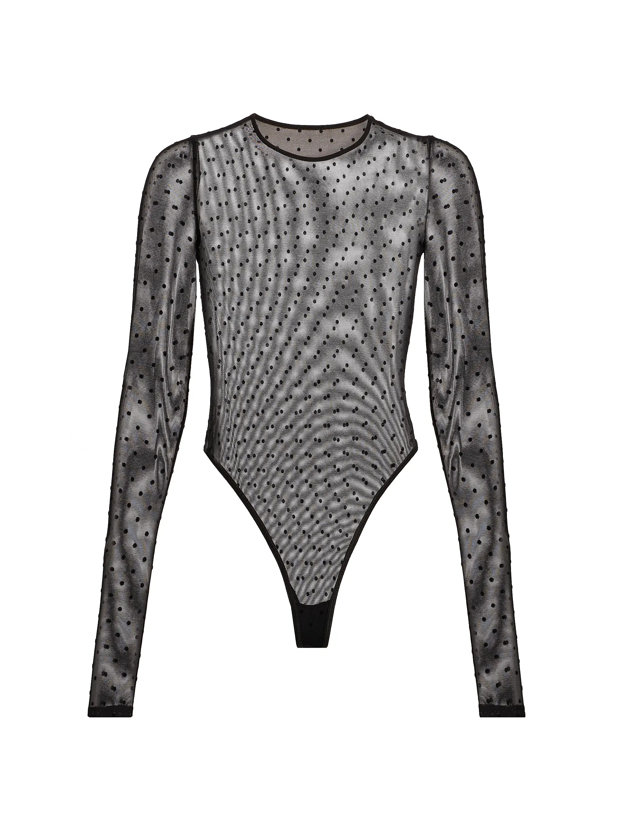 WARDROBE.NYC Polka Dot Mesh Bodysuit | Saks Fifth Avenue | Saks Fifth Avenue