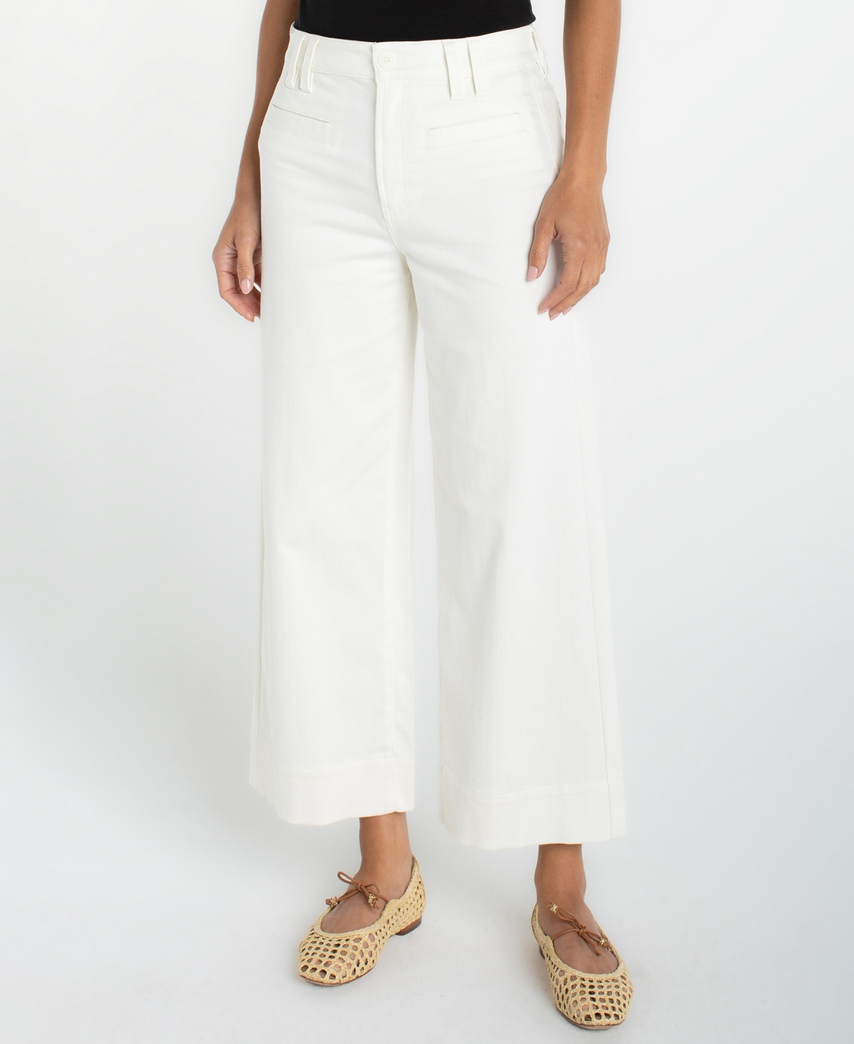 Liverpool Los Angeles Women's High-Rise Cropped Wide-Leg Pants - Whipped Cream | Macy's