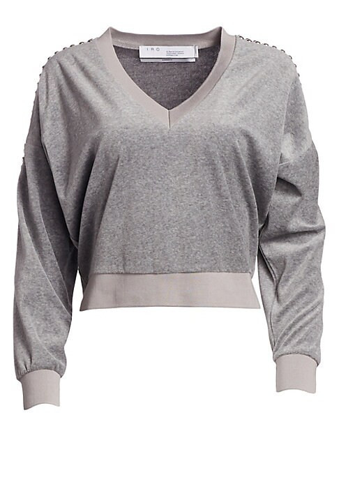 Tapes Cropped V-Neck Sweatshirt | Saks Fifth Avenue