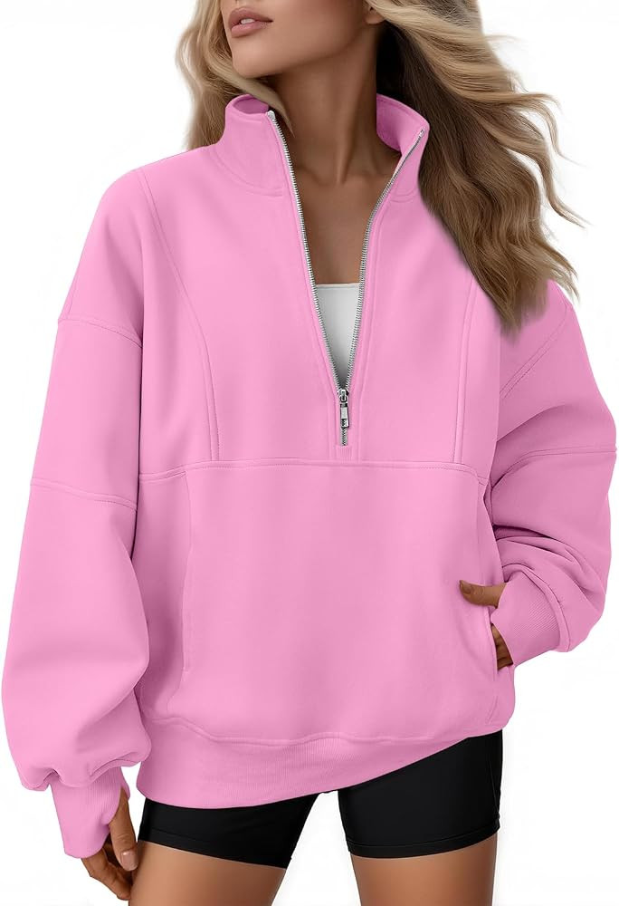 AUTOMET Womens Quarter Zip Oversized Sweatshirts Teen Fleece Pullover Hoodies 2026 Mock Neck Swea... | Amazon (US)