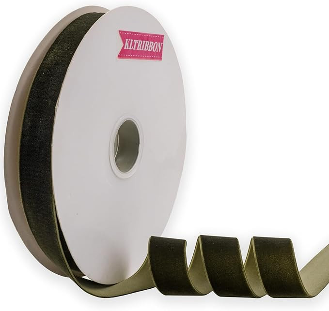 Nylon Velvet Ribbon Single Faced,1 Inch X 25Yards Spool (Moss Green) | Amazon (US)