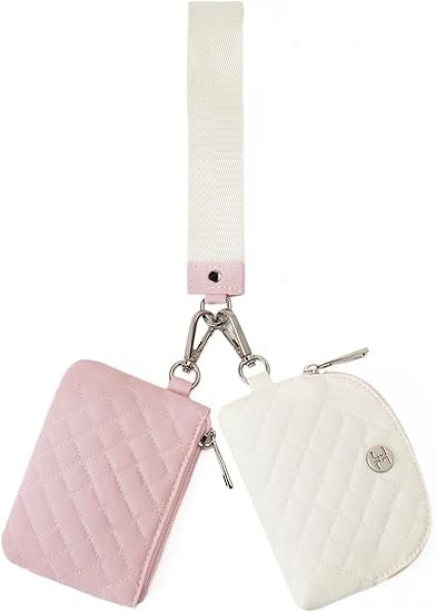 Telena Mini Zip Around Wristlet Wallets for Women Coin Purse Keychain Dual Pouch Wallet Beige Pin... | Amazon (US)