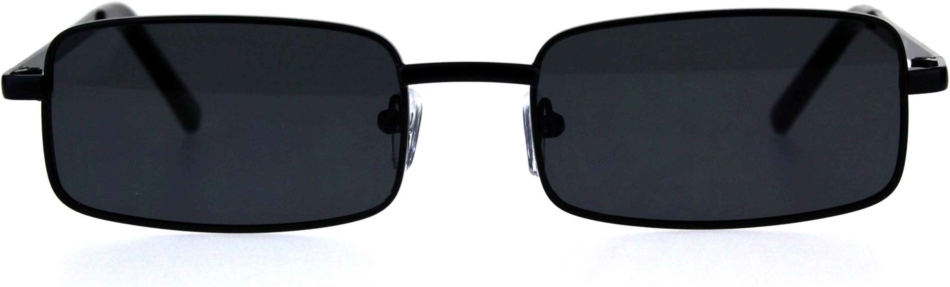 Mens Retro Vintage Narrow Rectangular Pimp Metal Sunglasses | Amazon (US)