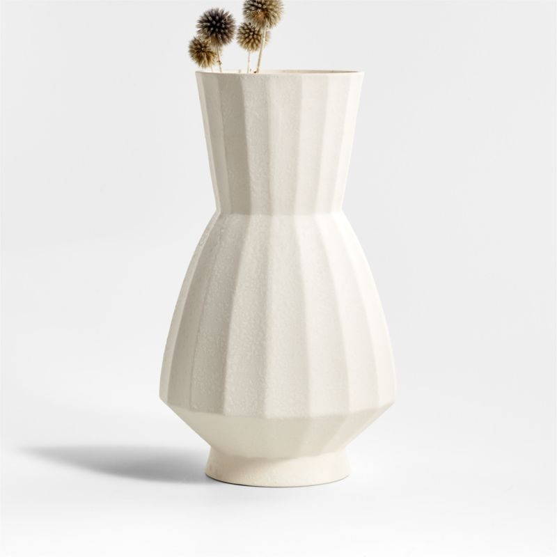 Warrick Ribbed White Vase 13" + Reviews | Crate & Barrel | Crate & Barrel