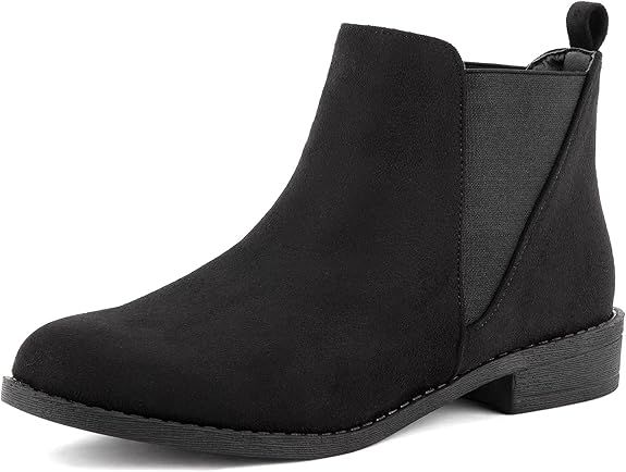 MaxMuxun Women Faux Suede Booties Comfort Classic Chelsea Flat Ankle Boots | Amazon (US)
