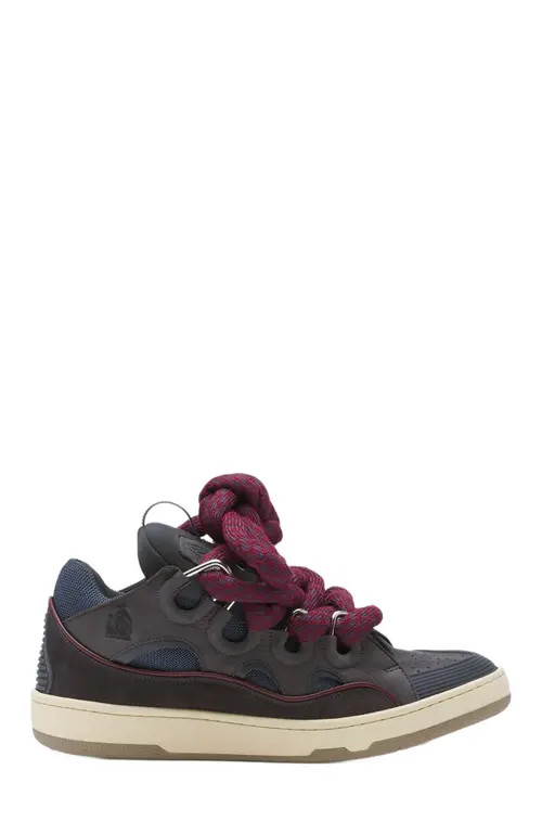 Lanvin Curb Sneakers In Leather With Snake Laces For Men in Shark Grey at Nordstrom, Size 42 Eu | Nordstrom