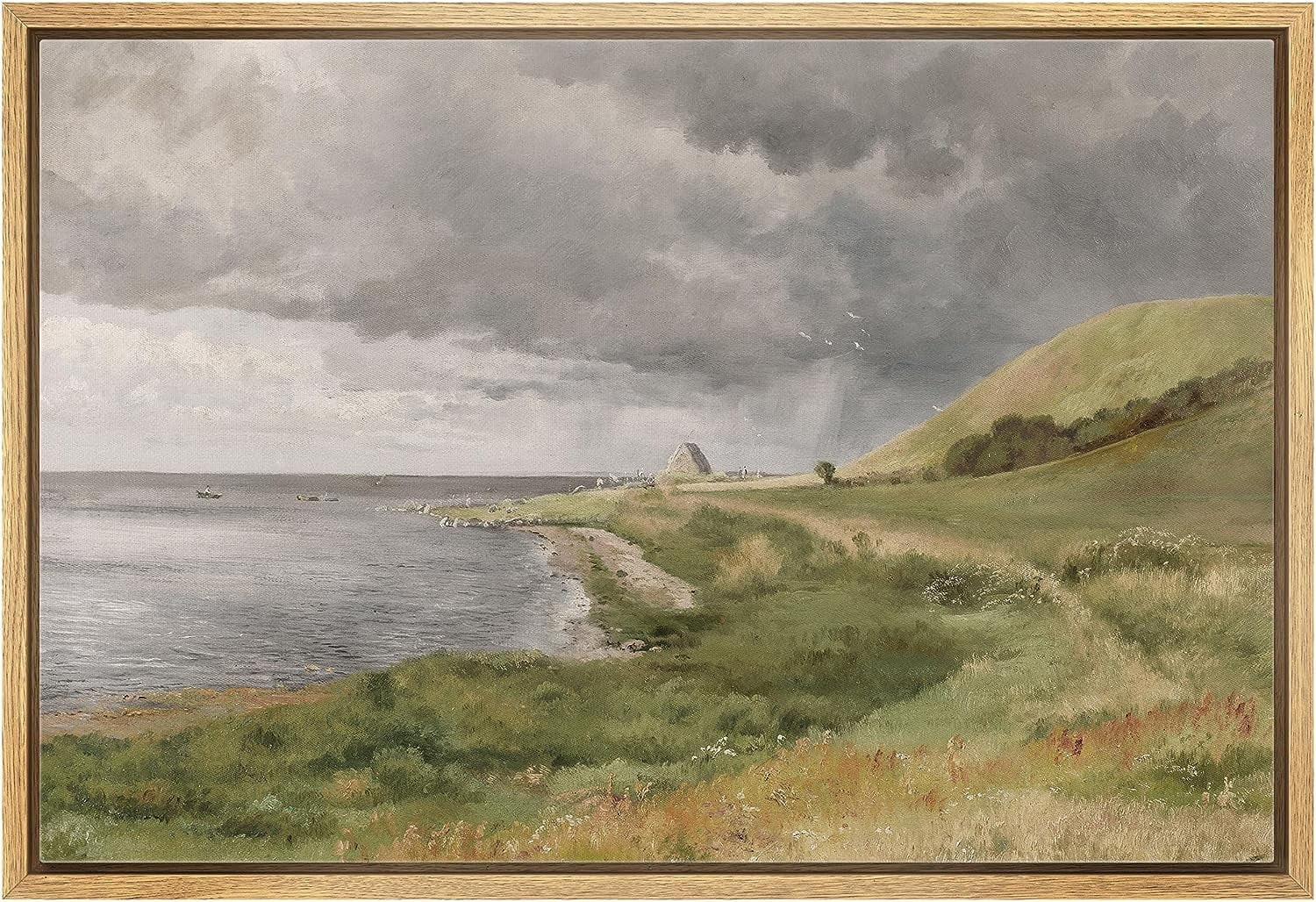 PixonSign Framed Canvas Print Wall Art Green Mountain Range Stormy Landscape Nature Wilderness Il... | Walmart (US)