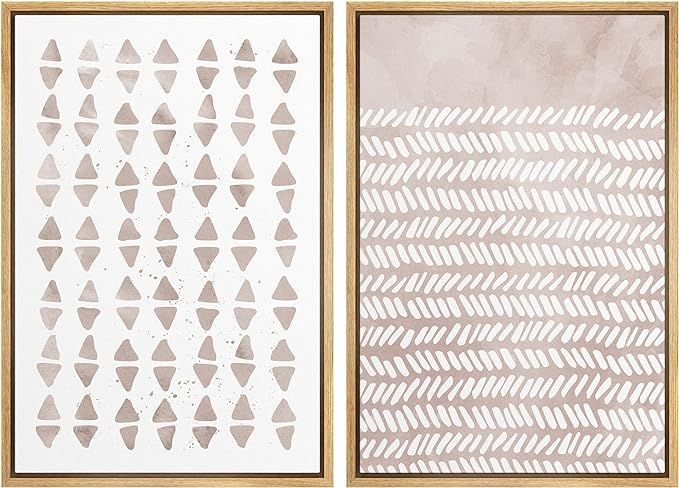 SIGNWIN Framed Canvas Print Wall Art Set Geometric Pastel Diamond Stripe Pattern Abstract Shapes ... | Amazon (US)