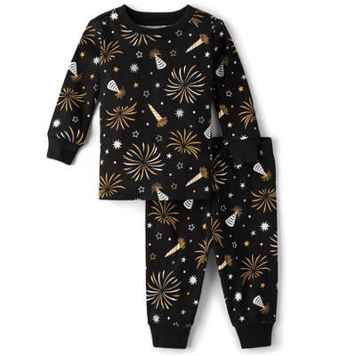 The Children's Place Baby Matching Family Glow In The Dark Long Sleeve New Year Cotton Pajamas Black 12-18 M | Target