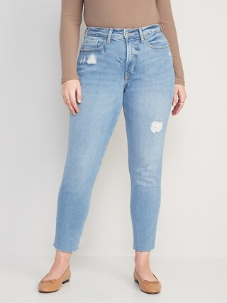 Curvy High-Waisted OG Straight Distressed Jeans for Women | Old Navy (US)