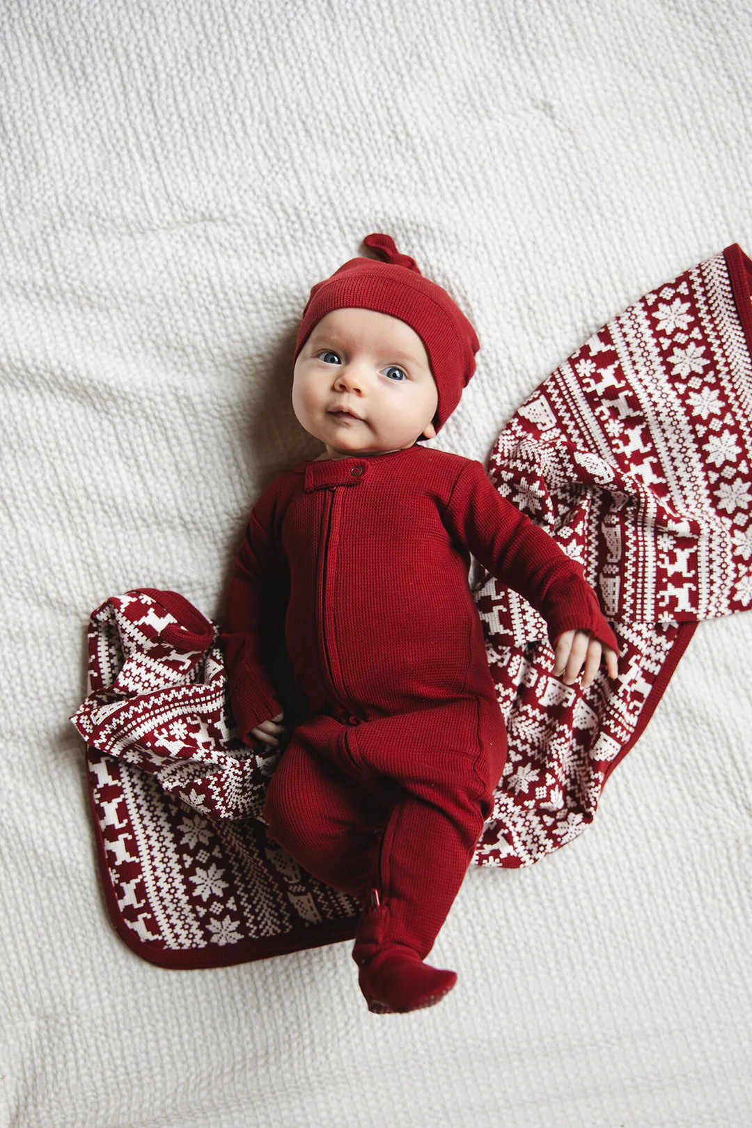 Crimson | Organic Thermal Zipper Footie | L'ovedbaby