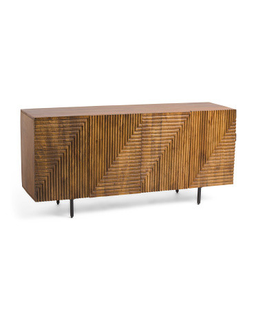 4 Door Flute Board Wood Cabinet | TJ Maxx
