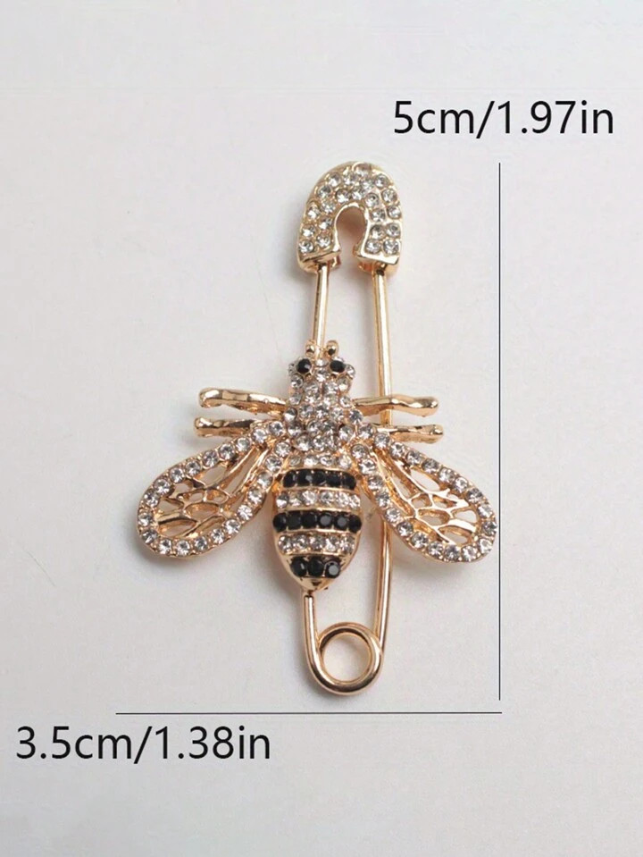 1pc Luxury Full Crystal Gold Color Bee Brooches For Woman Shiny Hollow Bee Brooch Pin For Coat Sc... | SHEIN