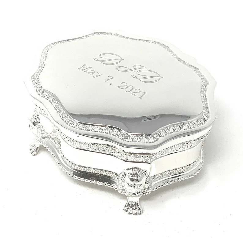 Personalized Silver Plated Victorian Style 3" Jewelry Box - Engraved Antique Jewelry Box - Vintag... | Etsy (US)