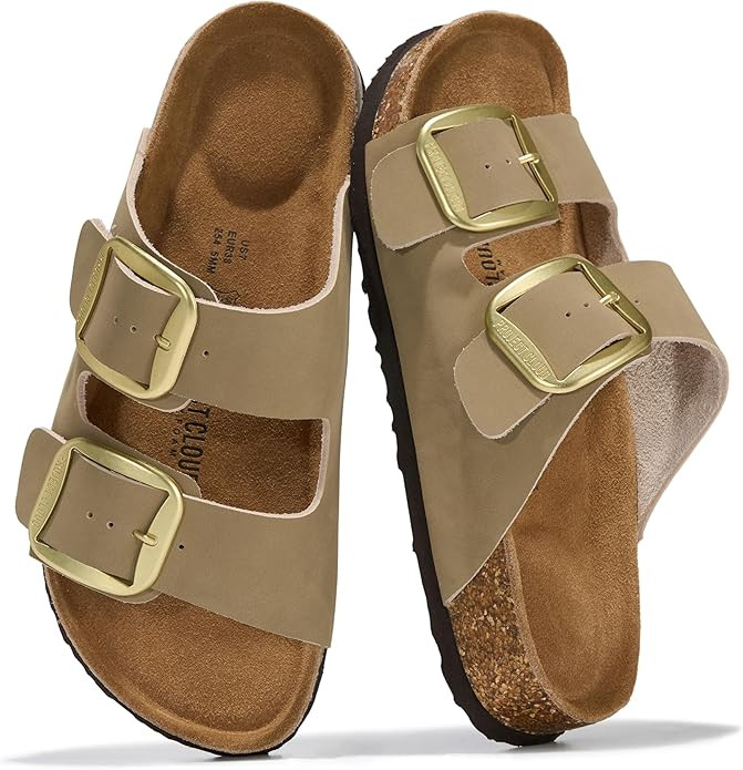 Project Cloud 100% Genuine Leather Flat Sandals for Women 2026 Comfortable Beach Essentials Women... | Amazon (US)