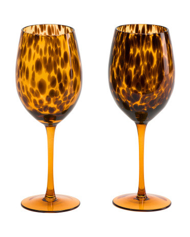 Set Of 2 Leopard Print Goblets | TJ Maxx