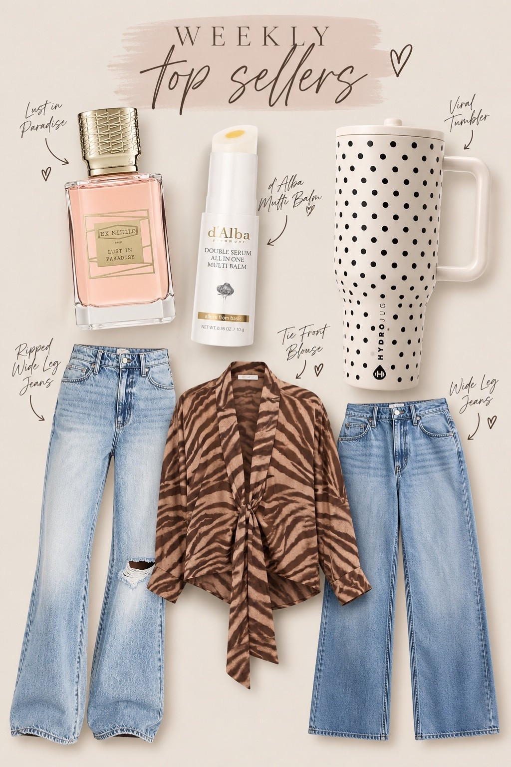 Weekly top sellers and most loved by you! 

From date night tops and cute tumblers to the viral $17 jeans from Walmart there’s something for everyone to love in this roundup!