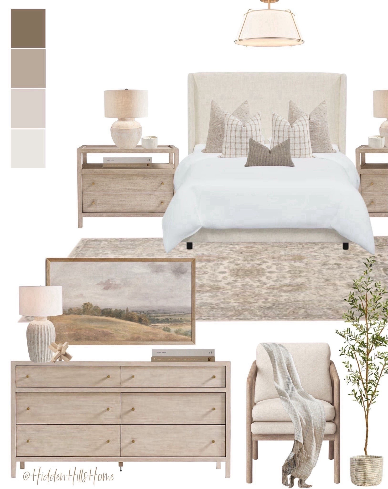 Neutral bedroom decor ideas, master bedroom mood board, home decor, cozy bedroom design, bedroom decor Inspo #bedroom