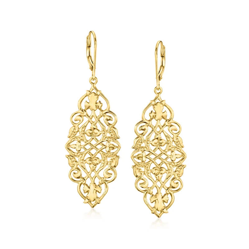 18kt Gold Over Sterling Filigree Drop Earrings | Ross-Simons