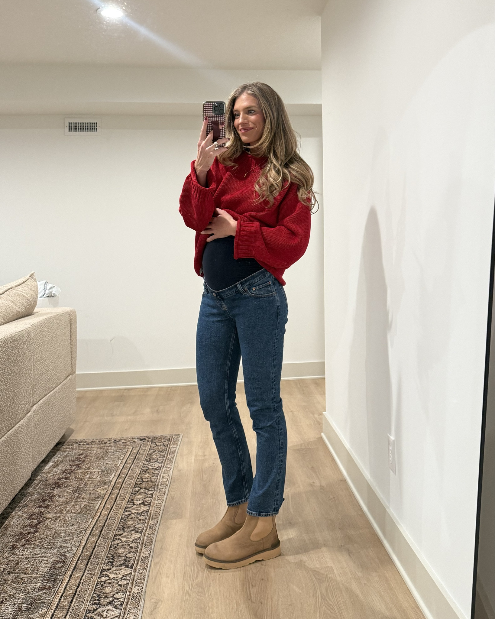 Holiday outfit I wore today!
Size small in sweater (runs oversized)
Medium in coat to layer thick sweaters underneath 
Sized down in maternity jeans to 26 long. 



Long inseam, tall girl friendly, bump friendly, j crew, maternity jeans, tall maternity jeans, 

#LTKHoliday #LTKBump #LTKTall