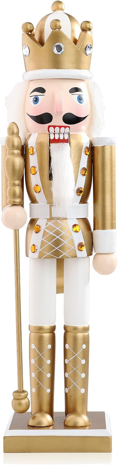 Nutcracker Christmas Decor, Wooden Gold King Figures, Festive Christmas Nutcrackers Gifts Winter ... | Amazon (US)