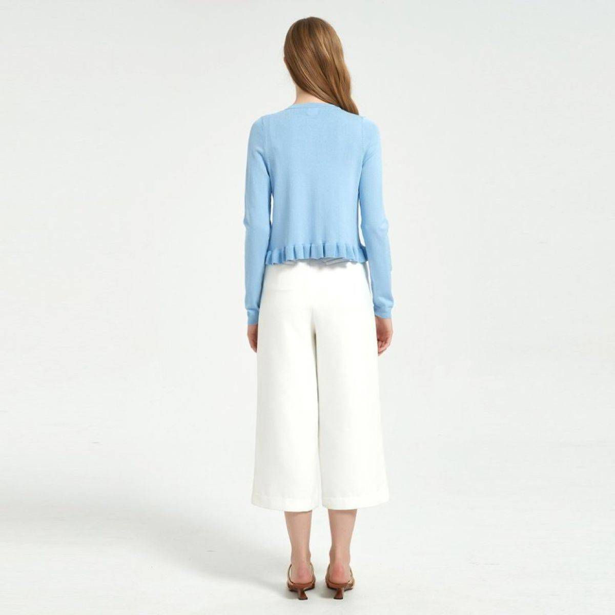 Women's Long Sleeve Crewneck Ruffle Hem Cardigan - A New Day™ | Target