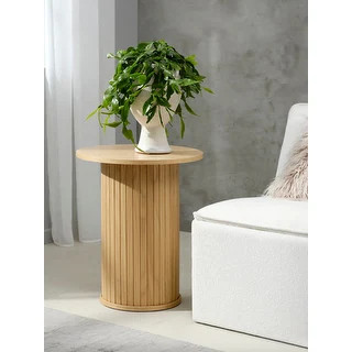 Rye Studio Nicola Mid-Century Modern Pedestal Side Table - Smoked Oak | Bed Bath & Beyond