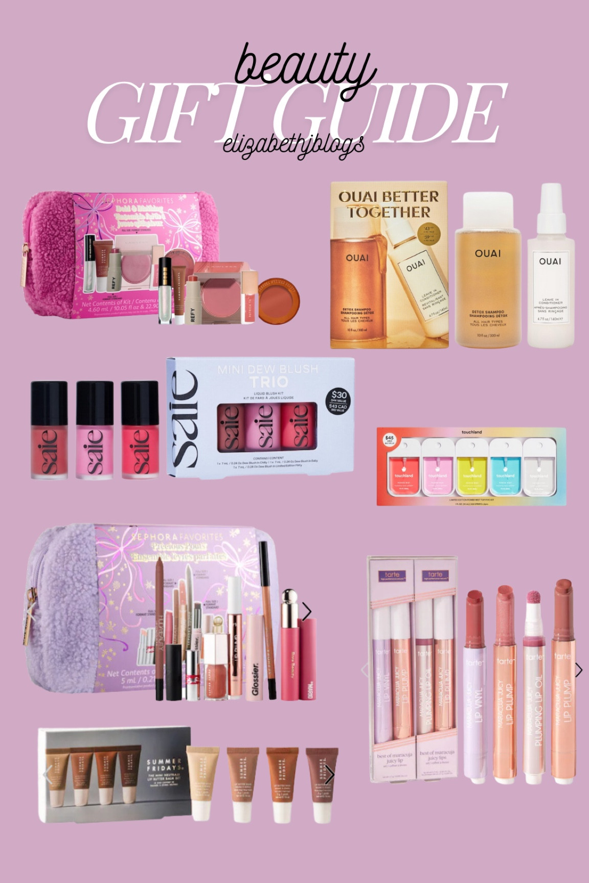 Beauty gift guide. Gifts for her. Gift sets 