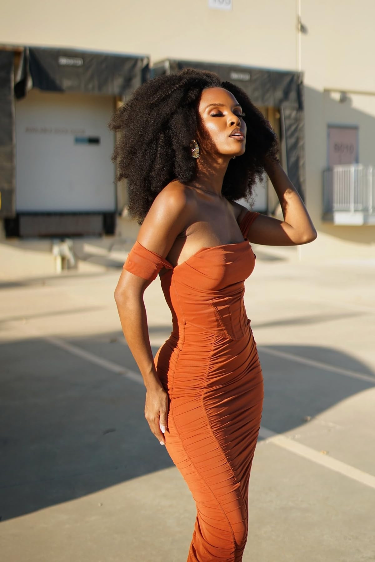 Elegant & Comfortable | Off The Shoulder Cocktail Midi Dress, Clear Heels Sandals, Chunky Gold Statement Earrings #AmazonStyle #NightOutStyle #NaturalHair #Type4Hair
 

 #LTKootd #LTKfitnessgoals #LTKTall