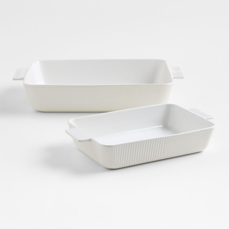Hanno White Textured Ceramic 2-Piece Bakers Set | Crate & Barrel | Crate & Barrel