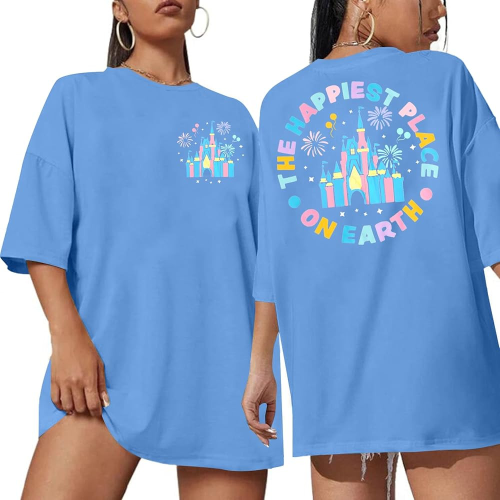 Magical Shirt for Women Oversized Magic Kingdom Castle Graphic Shirts Cute Happiest Place on Eart... | Amazon (US)