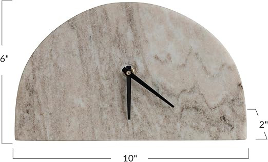 Bloomingville Decorative Half Moon Marble Mantel Clock, Beige and Black | Amazon (US)