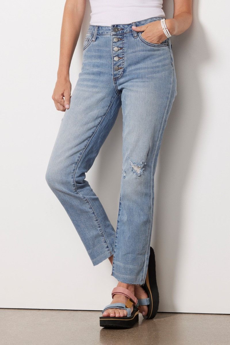 KUT FROM THE KLOTH Reese Ankle Straight Jean with Exposed Buttons | EV | Evereve