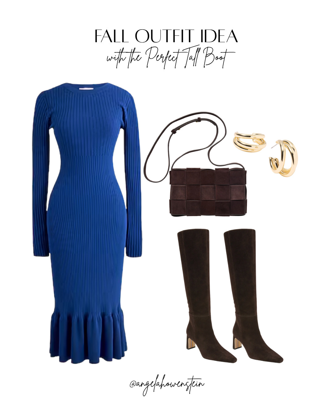 If blue is your color, then this sweater dress from J.Crew is for YOU. Love it paired with a chocolate brown bag or a chocolate brown suede bag. 

 #LTKOver40 #LTKParties #LTKShoeCrush