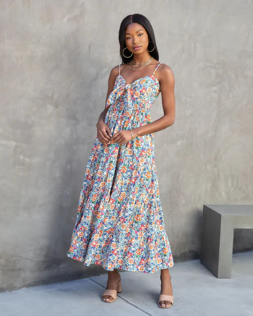 Bethany Floral Front Tie Tiered Maxi Dress | VICI