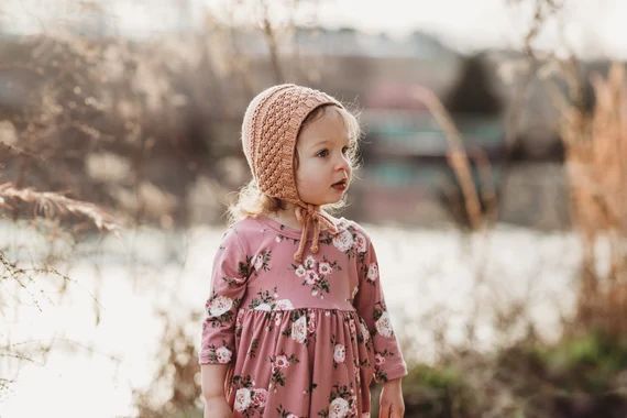 Knit Bonnet Baby Girl Blush Baby Bonnet for Toddler Vintage Style Bonnet Cotton Bubble Hat Baby S... | Etsy (US)