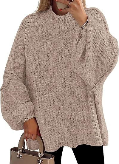 PRETTYGARDEN Women's 2025 Fall Oversized Sweaters Chunky Knit Mock Neck Long Sleeve Casual Trendy... | Amazon (US)