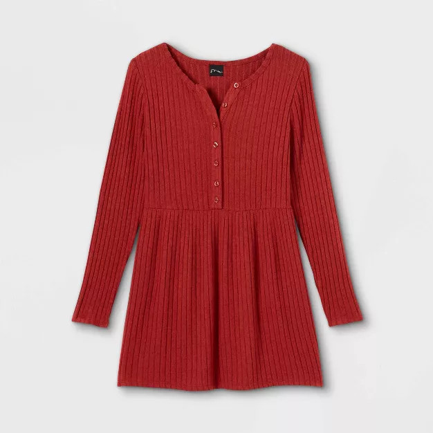 Girls' Cozy Henley Dress - art class™ Dark Orange L | Target