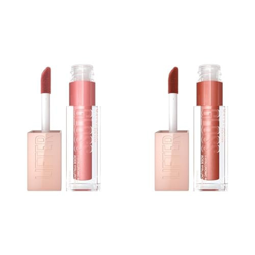 MAYBELLINE Lifter Gloss 2-Pack with Hyaluronic Acid, Moon Nude Pink & Topaz Terracotta Neutral, Both 0.18 Ounce | Amazon (US)