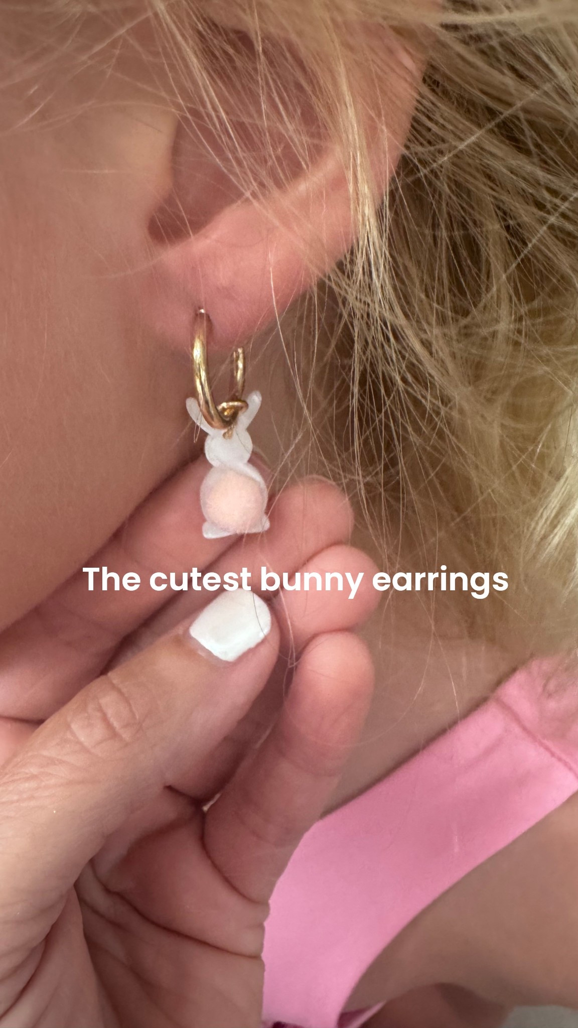 Bunny earrings she wore them all day not heavy and adorable !